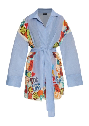 DSQUARED2 striped wrap shirt - Blue