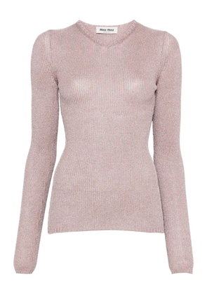 Miu Miu lurex-detail long-sleeve jumper - Pink