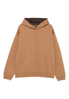 FENDI FF-embroidered hoodie - Neutrals