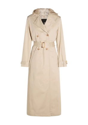 Add hooded belted trench coat - Neutrals