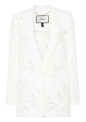 NISSA single-breasted floral-embroidered blazer - White