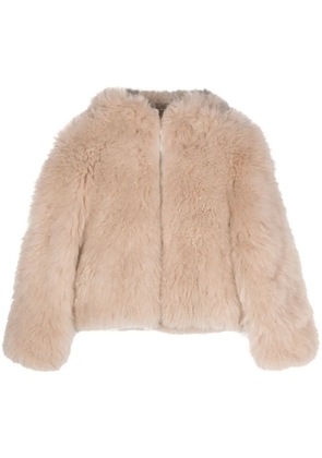 Liska fur-design cashmere hooded jacket - Neutrals