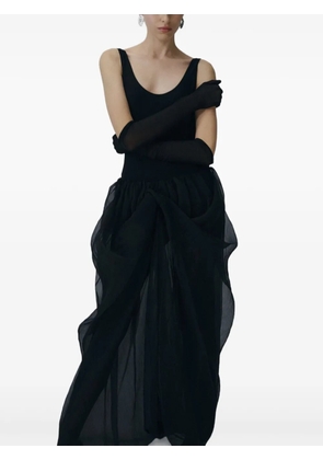 Magda Butrym draped ruffled long skirt - Black