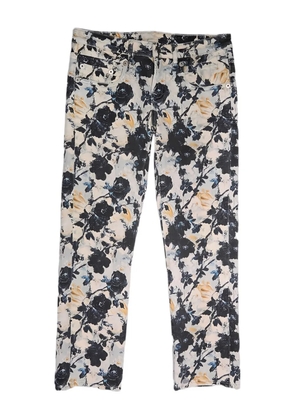 R13 floral-pattern trousers - White