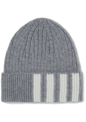 Thom Browne 4-Bar ribbed beanie - Grey