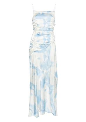 GANNI cloud-print satin maxi dress - Blue