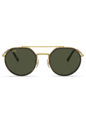 Ray-Ban logo-print round-frame sunglasses - Gold