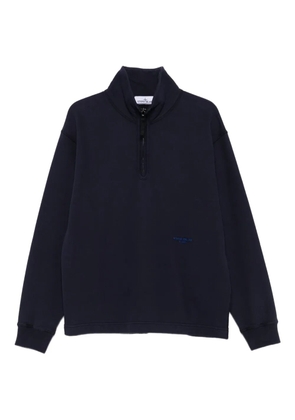 Stone Island half-zip fleece-texture polo shirt - Blue