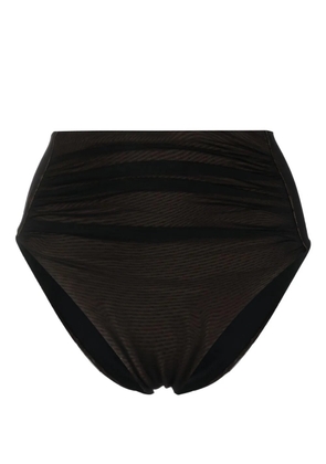 Self-Portrait gathered high-waisted bikini bottoms - Black