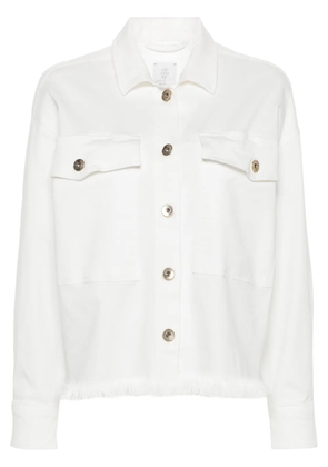 Eleventy fringe twill shirt - White