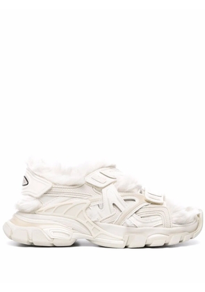 Balenciaga faux-fur Track sandals - Neutrals