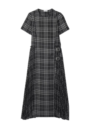 Burberry buckle pleated check-print dress - Black
