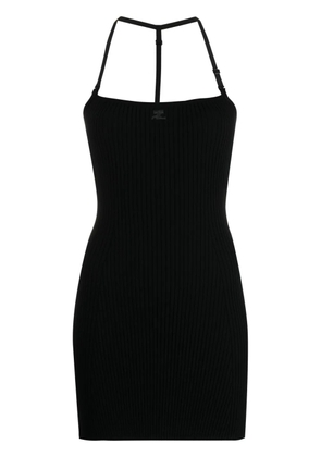 Courrèges logo-patch ribbed-knit minidress - Black