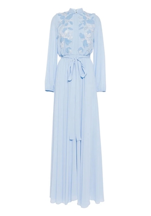 Saiid Kobeisy floral-embroidered kaftan dress - Blue