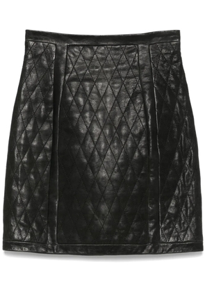 Balmain quilted leather mini skirt - Black