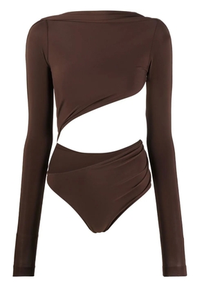 Jacquemus asymmetric cropped bodysuit - Brown