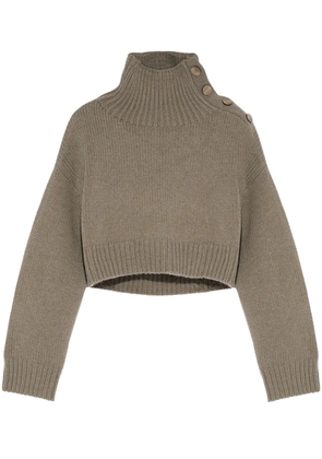 Yves Salomon cropped knit jumper - Grey