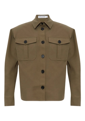 Self-Portrait padded-shoulder shirt - Green