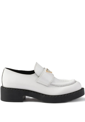 Prada triangle-logo leather loafers - White