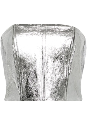 David Koma bandeau leather crop top - Silver