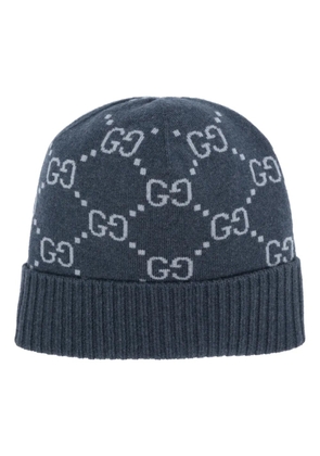 Gucci GG-jacquard cashmere beanie - Blue