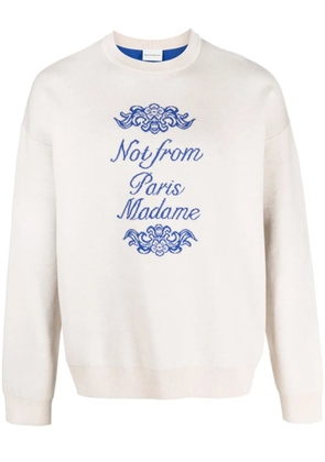 Drôle De Monsieur slogan-print intarsia-knit jumper - Neutrals