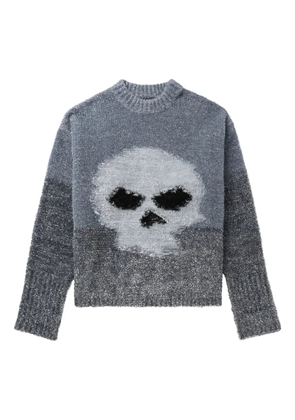ERL skull-embellishment crew-neck sweater - Grey