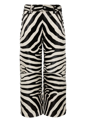 Alexander Wang zebra-print cropped leather trousers - Black