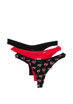 Diesel cherry-graphics thongs (set of three) - Black