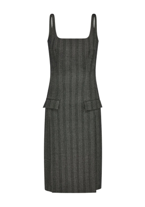 Ferragamo herringbone square-neck midi dress - Grey