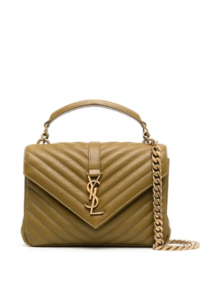 Saint Laurent quilted logo-plaque tote bag - Green
