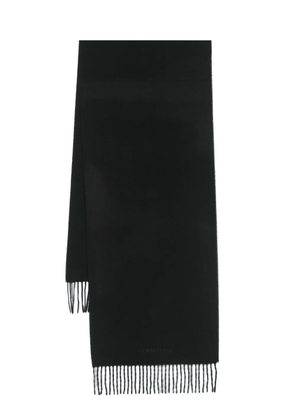 Corneliani logo-embroidered cashmere scarf - Black