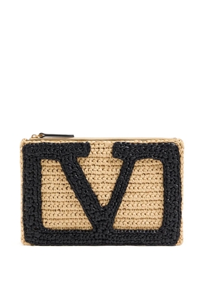 Valentino Garavani Viva Superstar raffia clutch bag - Neutrals