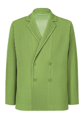 Issey Miyake pleated double-breasted jacket - Green