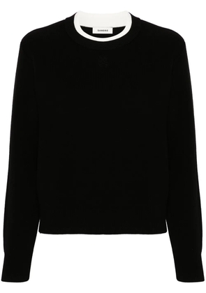 SANDRO logo-embroidered crew-neck jumper - Black