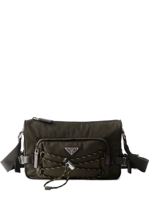 Prada zip pocket leather messenger bag - Green