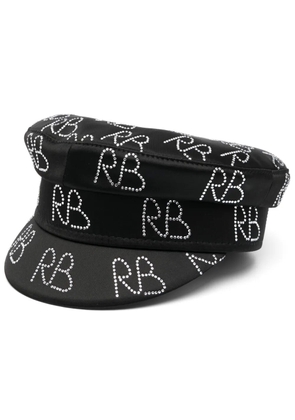 Ruslan Baginskiy crystal-embellished baker boy hat - Black