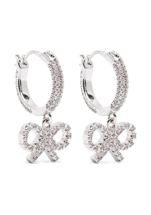 Self-Portrait crystal bow hoop earrings - Silver