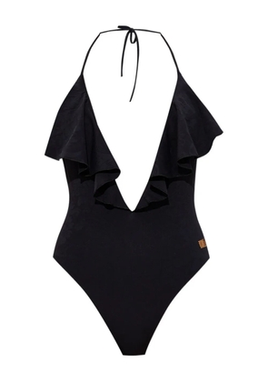 Balmain ruffled halterneck swimsuit - Black