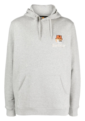 Barbour x Maison Kitsuné logo-embroidered cotton hoodie - Grey