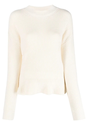 Chloé peplum-hem ribbed-knit jumper - Neutrals