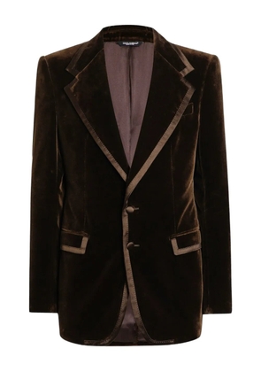 Dolce & Gabbana velvet trimmed single-breasted blazer - Brown