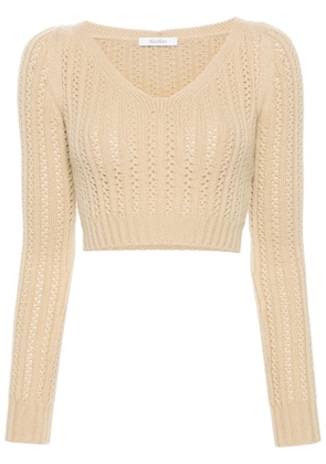 Max Mara cropped open-knit jumper - Brown