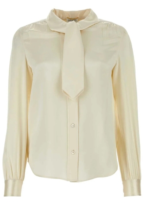 Saint Laurent lavallière-neck silk-satin blouse - Neutrals