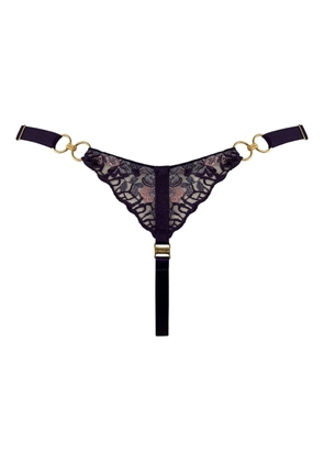 Bordelle Amela floral-lace strap thong - Purple