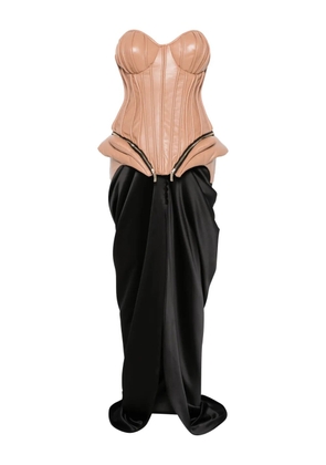 MITILIANE COUTURE leather corset and maxi skirt set - Brown