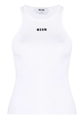 MSGM embroidered-logo ribbed tank top - White