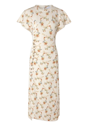 Rabanne floral-print ruched midi dress - Neutrals