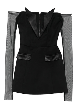 Vestiaire d'un Oiseau Libre satin-trimmed mesh-sleeve dress - Black