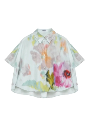 LOEWE floral-print trapeze shirt - Blue